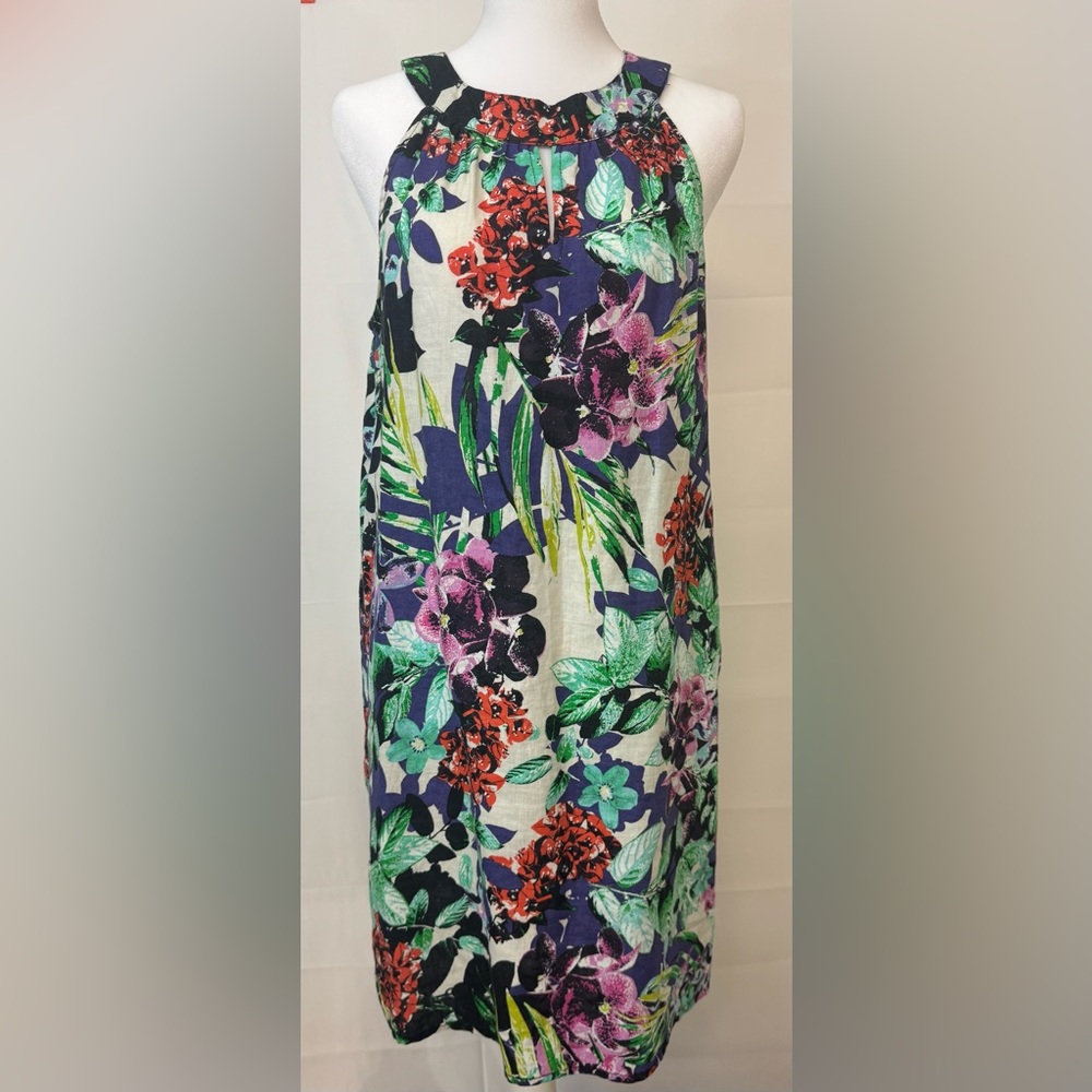 C&C California Linen Floral Midi Dress Size Small Sleeveless